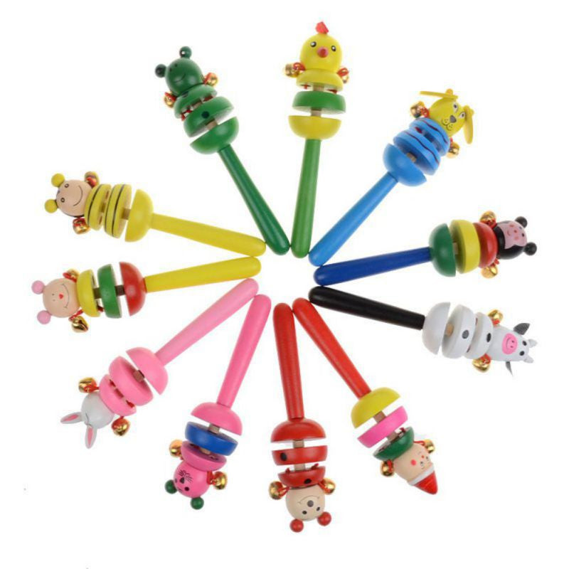 Baby Toys Rattles Wooden Activity Bell Stick Shaker Baby Toys for Newborns Children Mobiles Rattle Baby Toy Random 1pcs